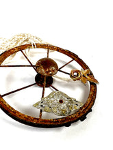 Load image into Gallery viewer, Wheel with Three Brooches &amp; One Is a Leaf Statement Necklace [1/2 Friendship Necklace Duo]
